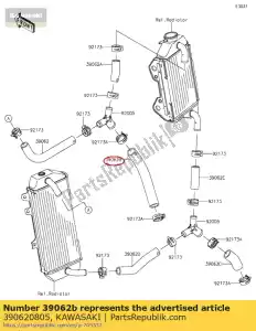 kawasaki 390620805 01 slangkoeling,fit.-cilinder - Onderkant