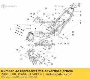 Piaggio Group 2B003580 abrazadera de soporte del faro - Lado inferior