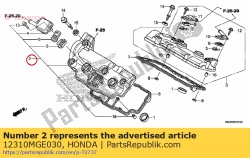 Aquí puede pedir cubierta de montaje, fr. Cilindro de Honda , con el número de pieza 12310MGE030: