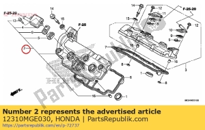Honda 12310MGE030 cubierta de montaje, fr. cilindro - Lado inferior