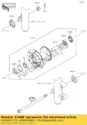 Here you can order the axle,rr kx80-r2 from Kawasaki, with part number 410681333: