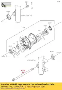 kawasaki 410681333 axle,rr kx80-r2 - Bottom side