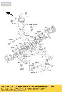 Kawasaki 391111142 rod-tie, vering - Onderkant