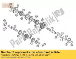 Aqui você pode pedir o engrenagem deslizante 5ª engrenagem 65sx02 em KTM , com o número da peça 46033015200: