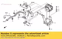 43313MGSD80, Honda, pipe comp. d, rr. brake honda nc 700 2012 2013, New