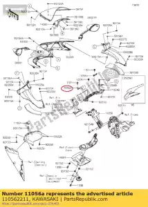 kawasaki 110562211 soporte, carenado interior, lh zx140 - Lado inferior