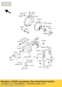 Kawasaki 110481319 beugel, koplamp, links - Onderkant