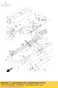 yamaha 4YE146140000 flange, tubo de escape - Lado inferior