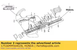 Here you can order the mark b,r.*type 8* from Honda, with part number 17536MM5640ZB: