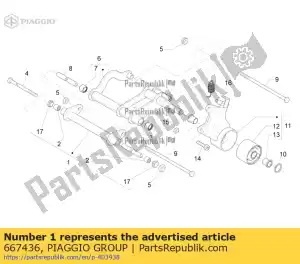 Piaggio Group 667436 braço oscilante completo no lado do quadro - Lado inferior