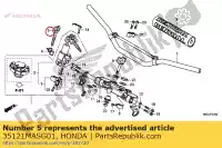 35121MASG01, Honda, sleutel, blanco (type 1) honda  cb cbf cbr crf fmx nt vtr xl xr 125 250 300 450 500 600 650 900 1998 1999 2000 2001 2002 2003 2004 2005 2006 2007 2008 2009 2010 2011 2013 2014 2015 2017 2018 2019 2020, Nieuw