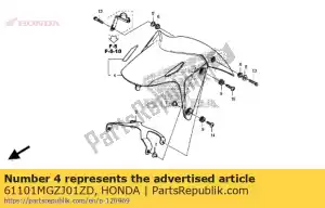 Honda 61101MGZJ01ZD fender, fr * nhb01 * - Lado inferior