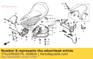 honda 77121MGSD70 cuello, bisagra del asiento, 14x8.5x98.7 - Lado inferior