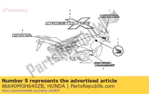 honda 86640MGH640ZB marca, r. capuz do meio (###) * type3 * (type3) - Lado inferior