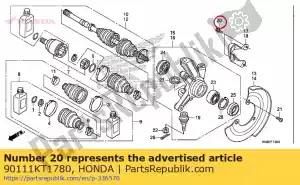 honda 90111KT1780 parafuso, flange, 6 mm - Lado inferior