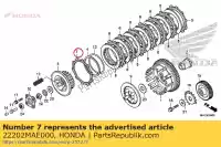 22202MAE000, Honda, schijf b, koppelingswrijving honda  cb cbf cbr nc nt trx vfr vt xl 125 250 350 600 650 700 750 800 900 1992 1993 1994 1995 1996 1997 1998 1999 2000 2001 2002 2003 2004 2005 2006 2007 2008 2009 2010 2011 2012 2013 2017 2018 2019 2020, Nieuw