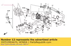 slang a, in. Spruitstuk van Honda, met onderdeel nummer 19551MEA670, bestel je hier online: