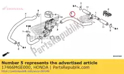 Ici, vous pouvez commander le tube, rr. Aspiration d'air auprès de Honda , avec le numéro de pièce 17466MGE000: