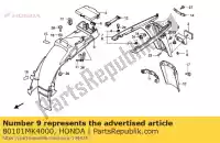 80101MK4000, Honda, parafango, b posteriore honda xbr  s xbr500 xbr500s 500 , Nuovo