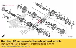 Aqui você pode pedir o arruela, spline, 25x31x1,0 em Honda , com o número da peça 90452KYJ900: