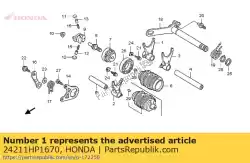 Ici, vous pouvez commander le fourchette, r. Changement de vitesse auprès de Honda , avec le numéro de pièce 24211HP1670: