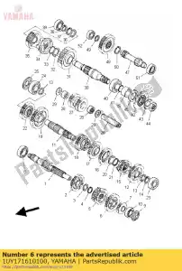 yamaha 1UY171610100 engrenagem, 6º pinhão - Lado inferior