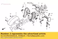 61101MCA000ZA, Honda, guardabarros a, fr. * nh1z * honda gl goldwing  a gold wing deluxe abs 8a gl1800a gl1800 airbag 1800 , Nuevo