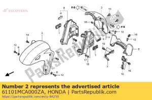 Honda 61101MCA000ZA guardabarros a, fr. * nh1z * - Lado inferior