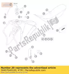 Ici, vous pouvez commander le siège mxc sans logo ktm 05 auprès de KTM , avec le numéro de pièce 59407040100: