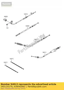 Kawasaki 540120179 acelerador de cabo - Lado inferior