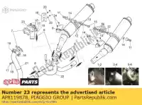 AP8119878, Piaggio Group, Tubo de escape trasero aprilia  rsv rsv tuono 1000 2004 2005 2006 2007 2008 2009, Nuevo