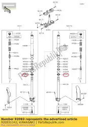 Qui puoi ordinare guarnizione, forcella tubo esterno da Kawasaki , con numero parte 920931342: