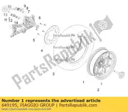 Aqui você pode pedir o roda traseira em Piaggio Group , com o número da peça 649195: