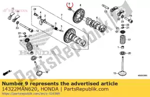 Honda 14322MAN620 perno, golpe especial, 7x9. - Lado inferior