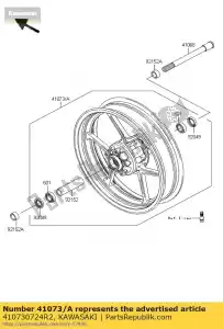 Kawasaki 410730724R2 wheel-assy, ??fr, f.black - Onderkant