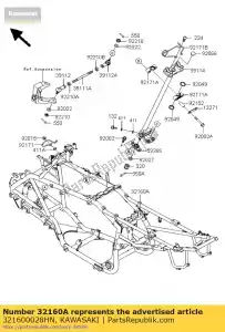 kawasaki 321600028HN frame-comp, g.gray ksv700-a1 - Lado inferior