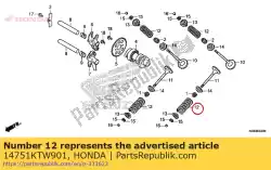 Aqui você pode pedir o mola, válvula em Honda , com o número da peça 14751KTW901: