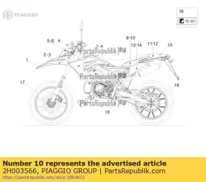 Piaggio Group 2H003566 autocollant de carénage latéral arrière gauche 