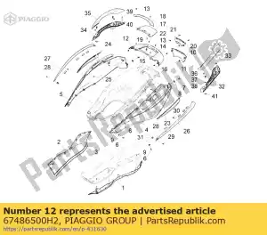 Piaggio Group 67486500H2 tampa traseira superior - Lado inferior