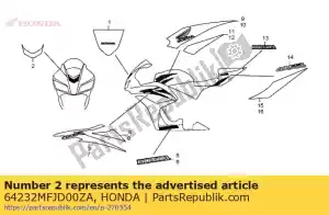 honda 64232MFJD00ZA raya, capucha superior * tipo1 * (tipo1) - Lado inferior