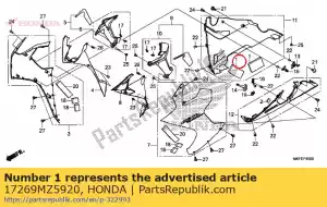 Honda 17269MZ5920 tappetino, coperchio carburatore - Il fondo