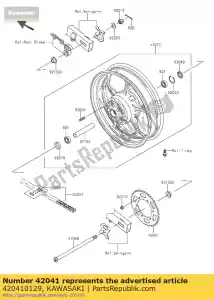 kawasaki 420410129 tandwielnaaf, 42t bx250aef - Onderkant