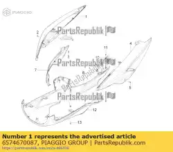 Aqui você pode pedir o fairing. Rh. Em Piaggio Group , com o número da peça 6574670087: