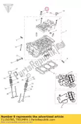 moer cilinderkop m9 van Triumph, met onderdeel nummer T1150780, bestel je hier online: