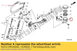 beker, hoofdcilinderolie van Honda, met onderdeel nummer 43511MCA006, bestel je hier online: