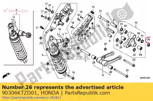 honda 90306KTZD01 tuerca, brida, 12 mm - Lado inferior