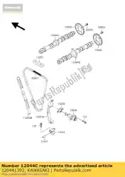 Ici, vous pouvez commander le arbre à cames-soupape, échappement zx600-e1 auprès de Kawasaki , avec le numéro de pièce 120441392: