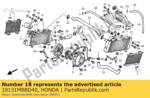 honda 19131MBBD40 quedarse, r. montaje del radiador - Lado inferior