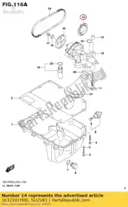 Suzuki 1632101H00 roda dentada, óleo pu - Lado inferior