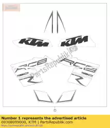 Aquí puede pedir kit de calcas rc8 r negro 2011 de KTM , con el número de pieza 69308099000: